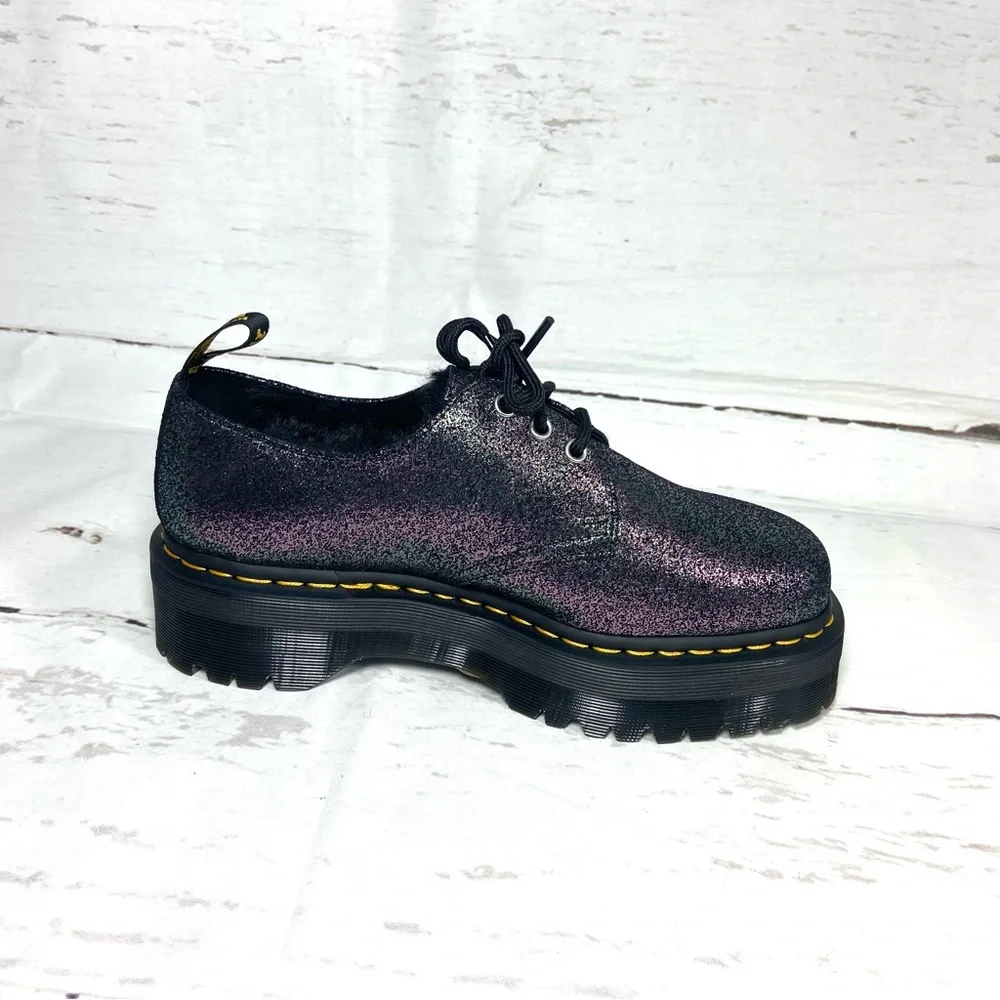 Dr Martens Shoes Women’s 10 Black 1461 Quad FL Platform Oxford‎ Glitter